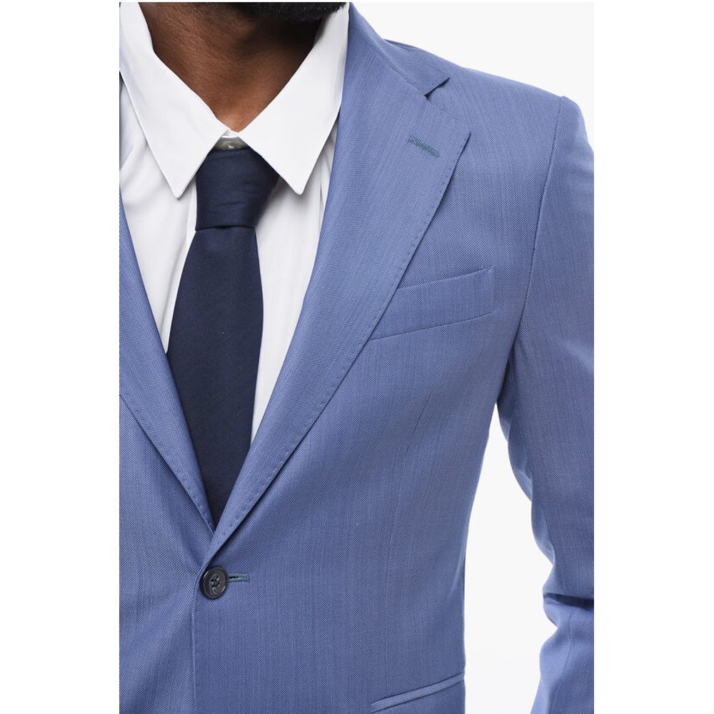 Brian Dales Bird's Eye Wool Suit with Flap Pockets