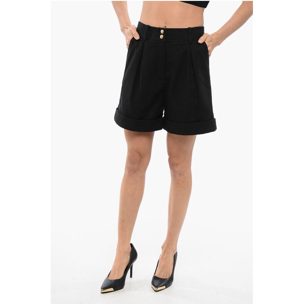 Balmain Single-pleated Cotton Tweed Shorts