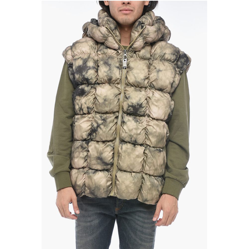 Diesel Quilted W-RALLE-SL Vest with Tie-Dye Print