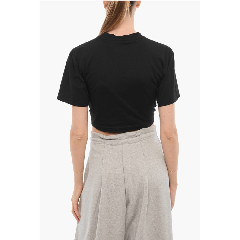 Palm Angels Solid Color Crop T-Shirt with Cut-Out Detail