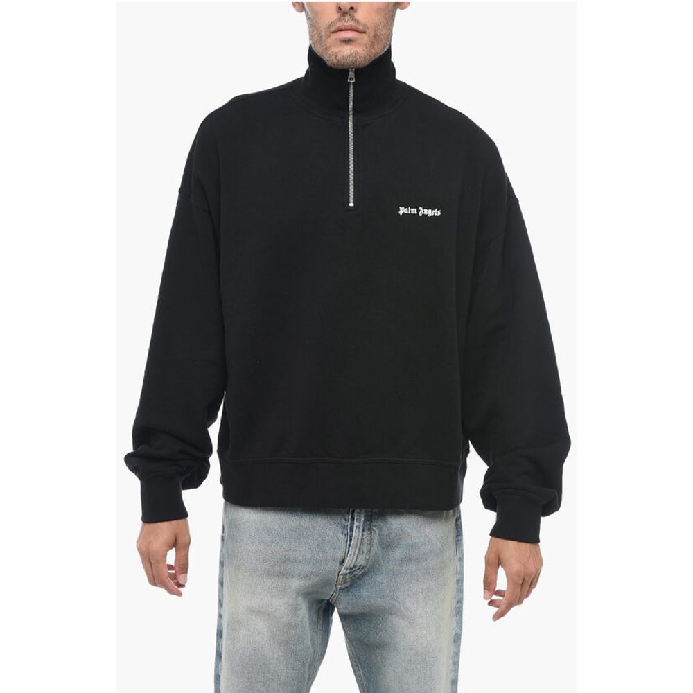 Palm Angels High Neck Brushed Cotton Sweatshirt