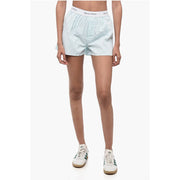 Sporty & Rich Striped Shorts with Logoed Elastic Band