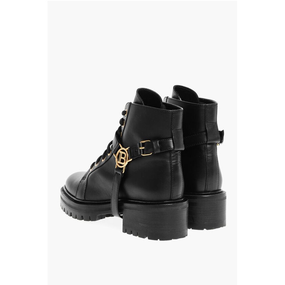 Balmain Leather Ranger Boots with Logo