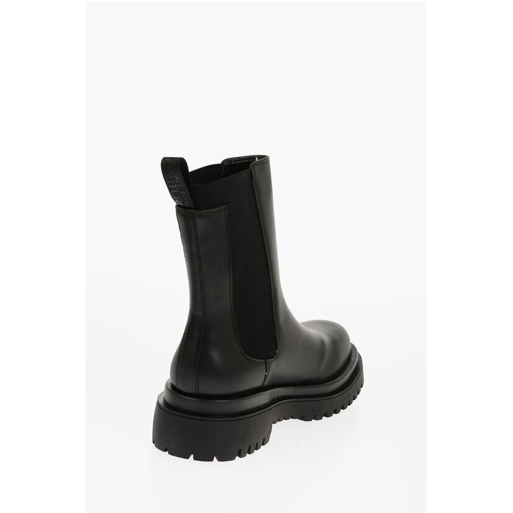 Versace JEANS COUTURE Faux Leather DREW Chelsea Boots with Contrasti