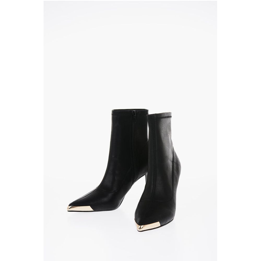 Versace JEANS COUTURE Faux Leather Point Toe Booties 8cm