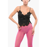 Dsquared² Silk and Lace Crop Top