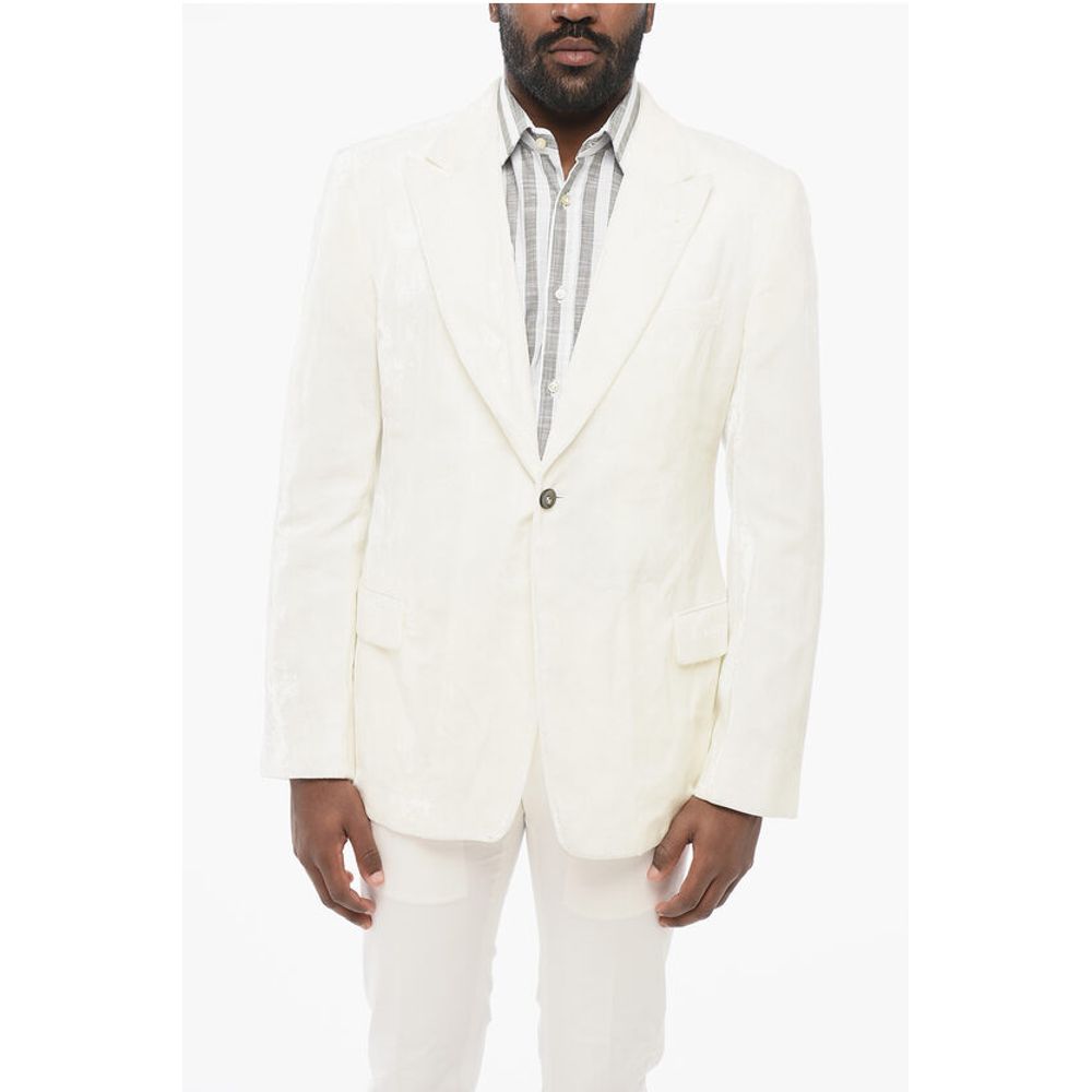 Armani EMPORIO Jacquard Velour Blazer with Peak Lapel
