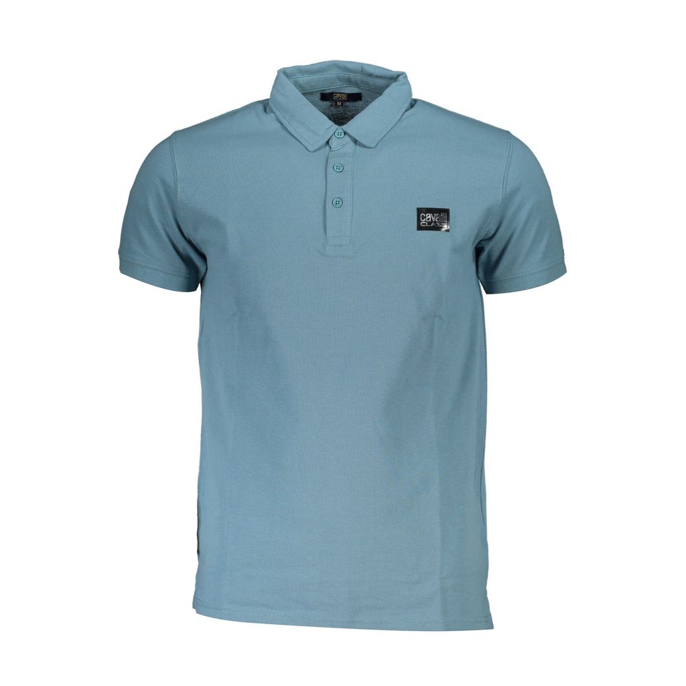 Cavalli Class Blue Cotton Polo Shirt